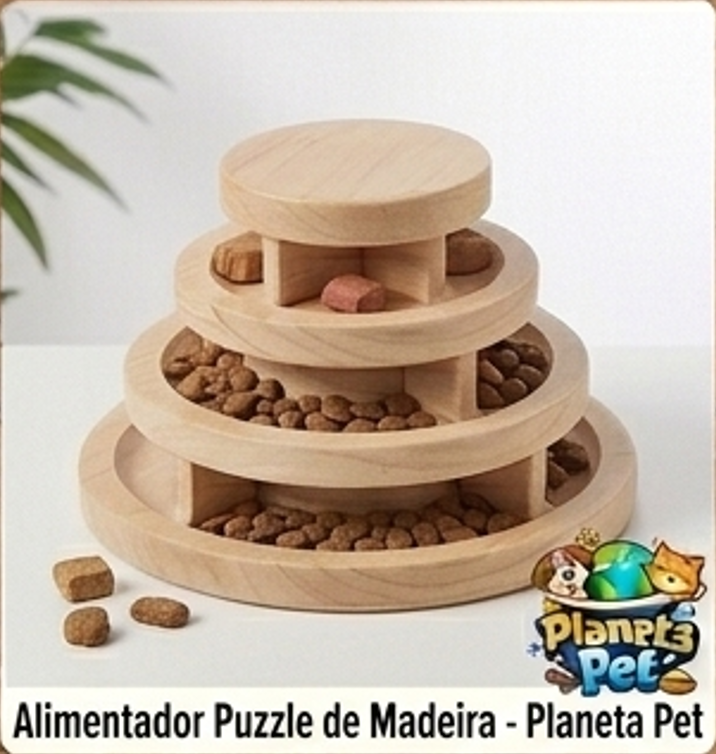 Alimentador Puzzle de Madeira
